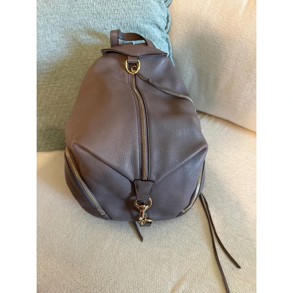 Rebecca Minkoff Julian Backpack Taupe Pebbled Leather Gold Hardware Dust Bag